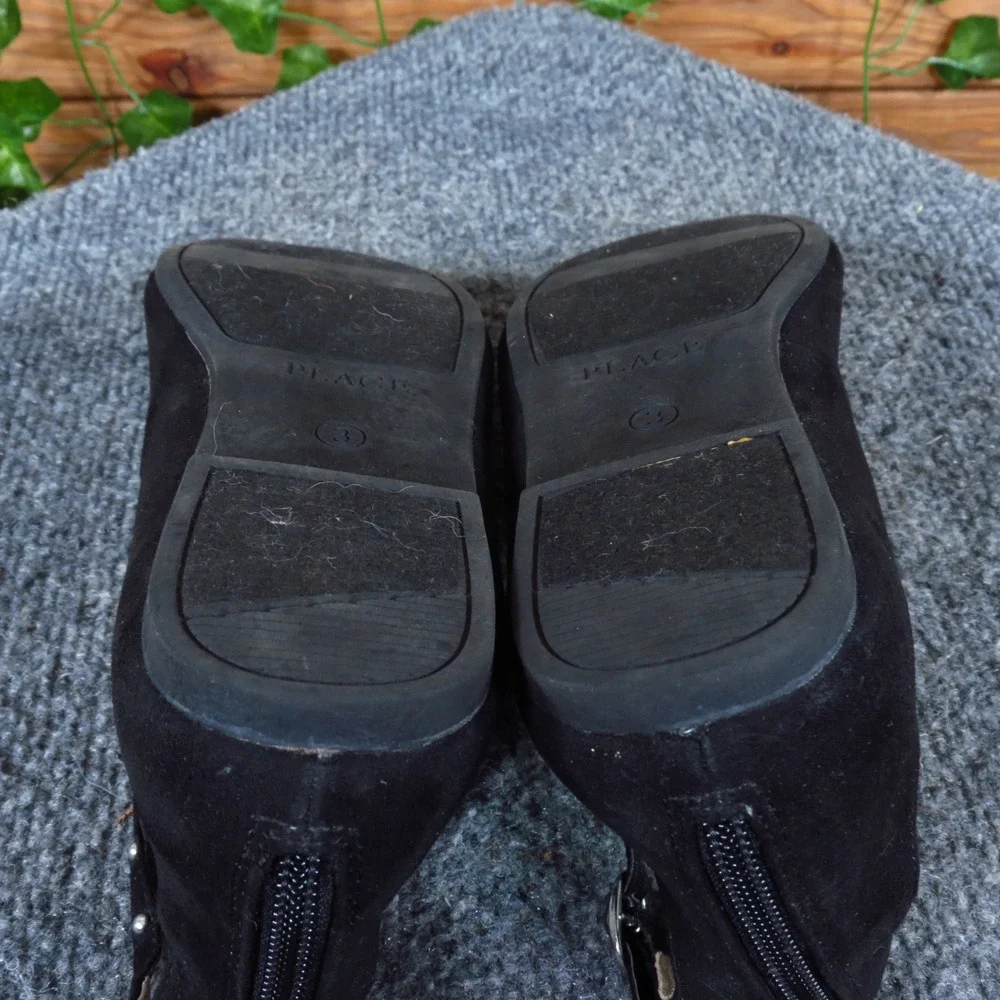 The Children's Place Girls 3 Black Textile Ankle Strap Ballet‎ Flats Dress Shoes